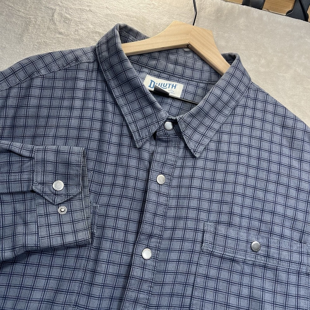 Duluth Mens 4XL Fire Hose Flannel Lined Canvas Heavy Shacket Snap Navy Blue